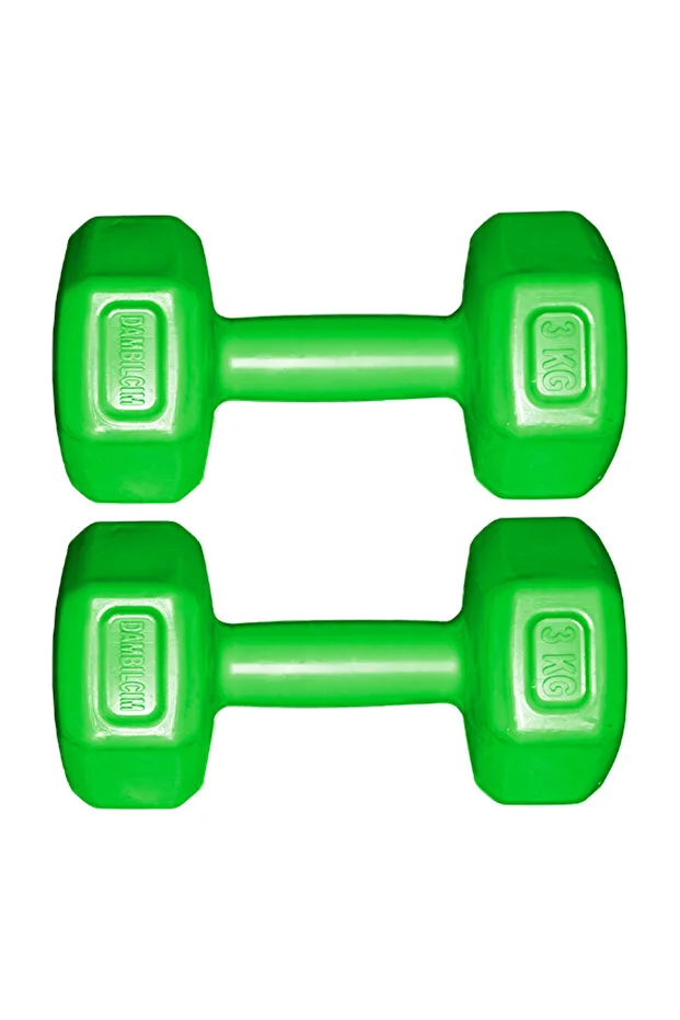 Yeşil 3 KG x 2 Adet 6 KG Dambıl Seti 6 KG Dumbell Set